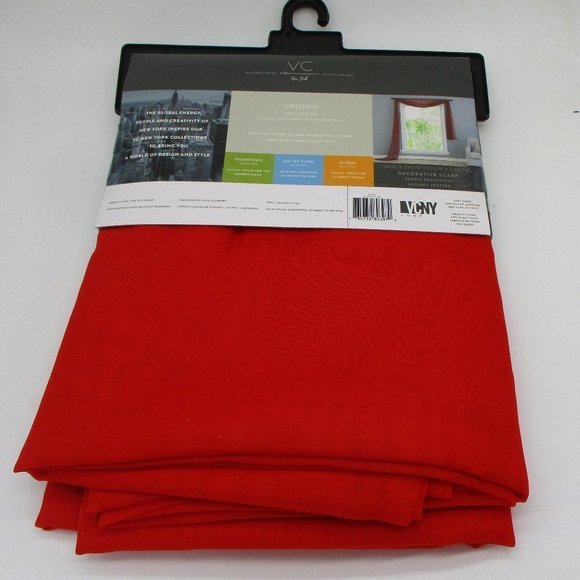 𝅺2 VC New York uptown collection  decorative sheer window scarf RED 54 X 216 - Picture 1 of 5